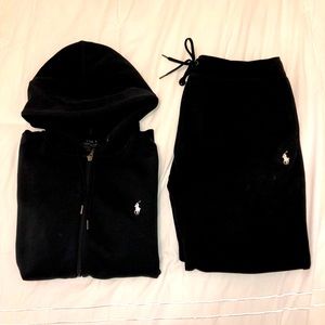 POLO RALPH LAUREN DOUBLE KNIT FULL ZIP HOODIE & JOGGER PANTS SET
